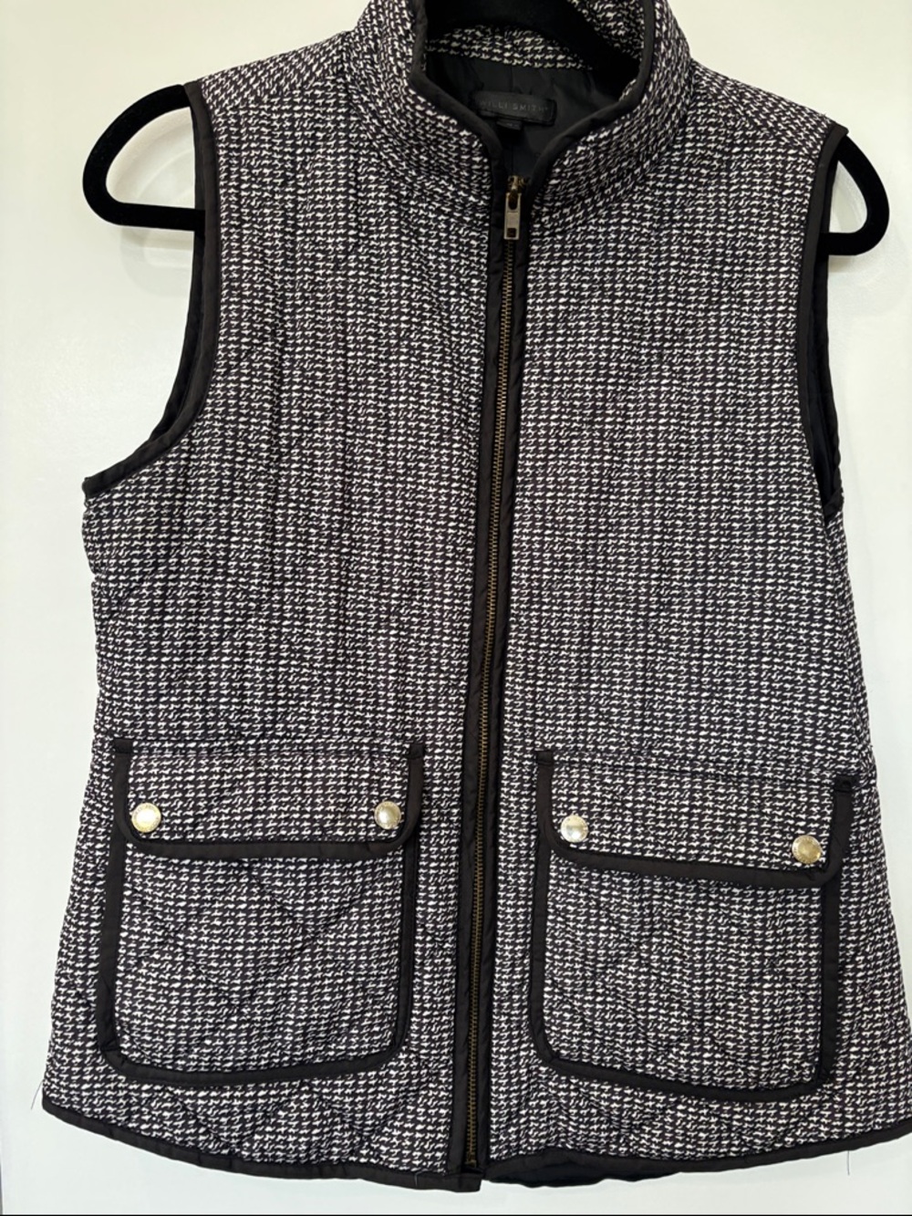 Willi Smith Black and White Quilted Lined Vest
